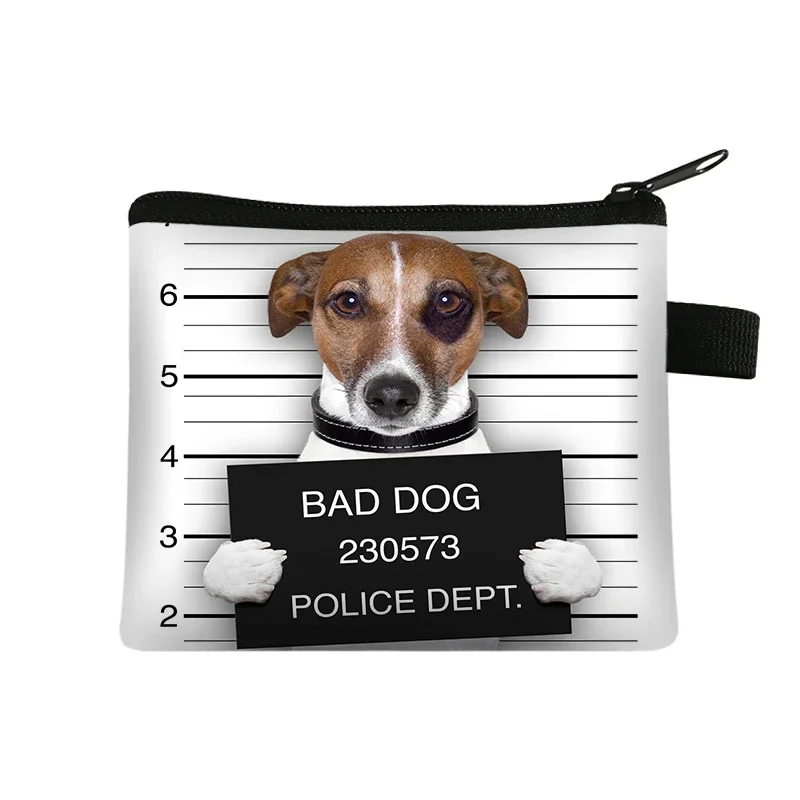 Funny Bad Dog portfel Cute Bulldog mops portmonetki damskie drukowanie 3D zwierząt zmień moda śliczne mała torba na zamek dla kobiet etui