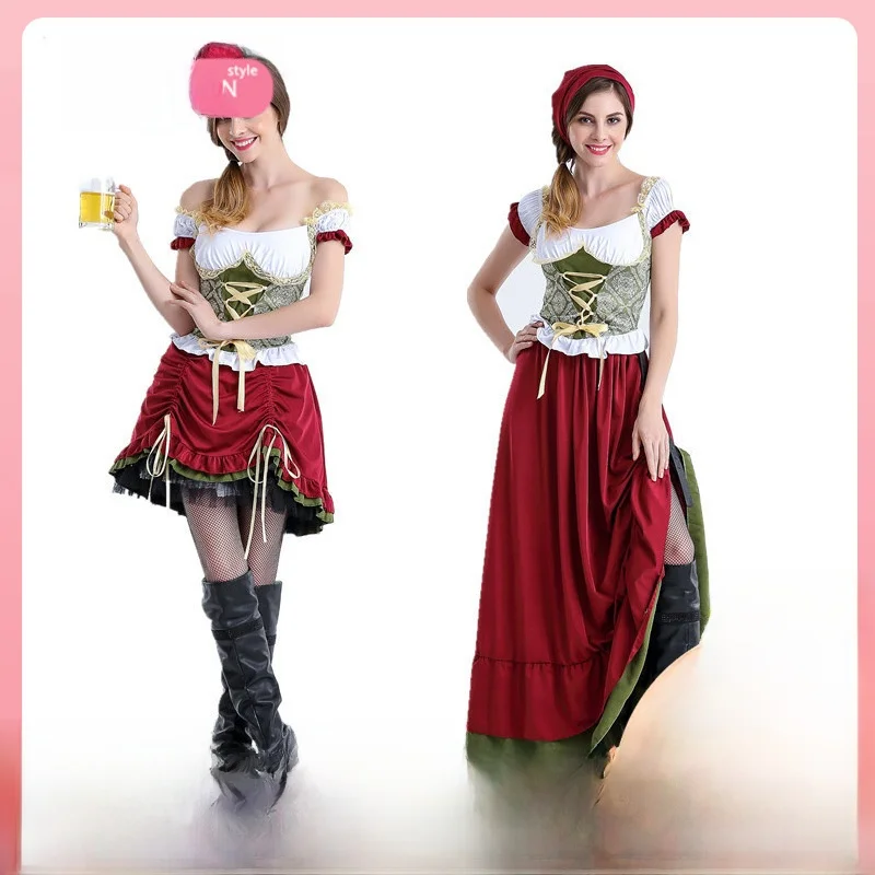 

Adult loween Maid Costume Bavarian Traditional National Wear Sized Stage Performance Outfit DS Ethnic Women's Clothing