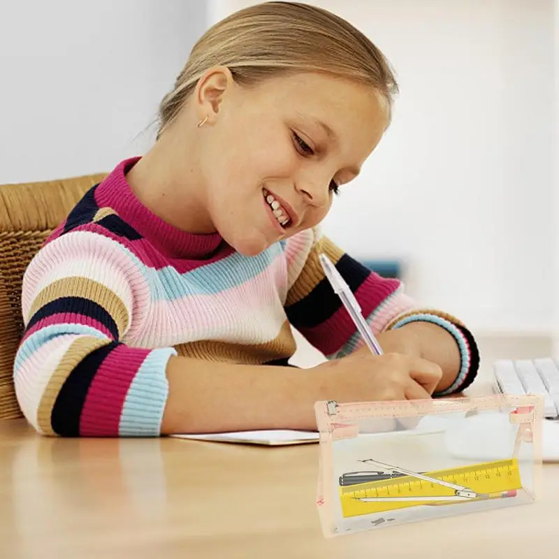 Пенал для детей, прозрачный органайзер для карандашей, женский аксессуар для хранения, для средних и старших классов