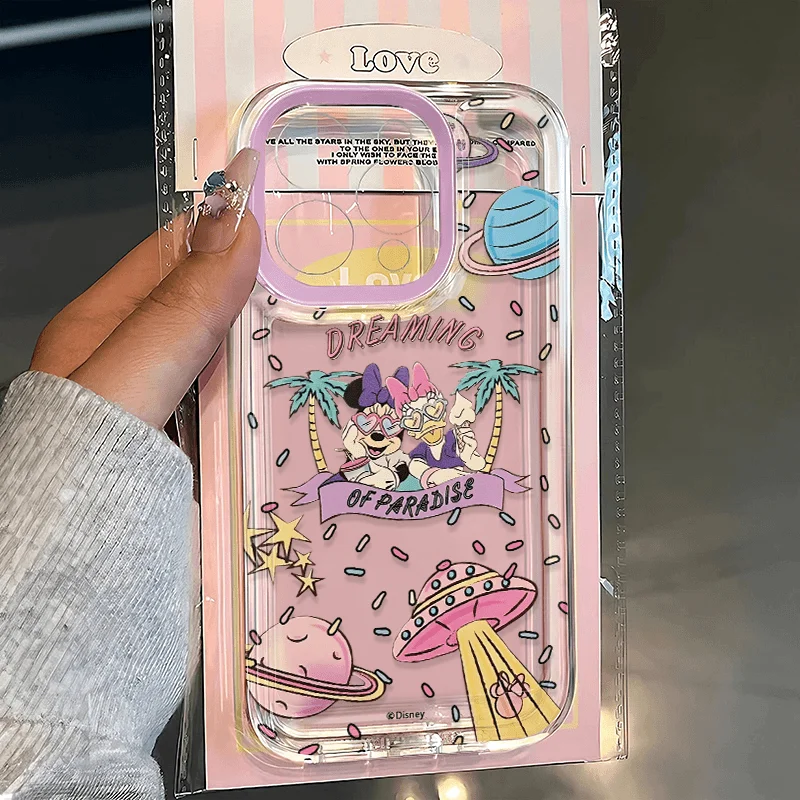 Cute Disneys Donalds Clear Space Phone Case For iPhone 11 12 13 14 15 16 Pro Max Mini X Xs XR 7 8 plus Se2020 Transparent Cover