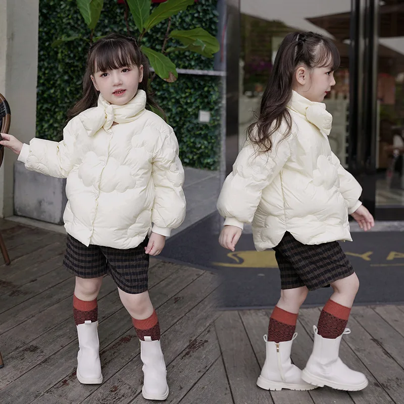 Clibeso Children Girls Cute Parka Tops Outerwear 2024 Autumn Winter Casual White Duck Down Overcoat Kids Luxury Warm Outdoor