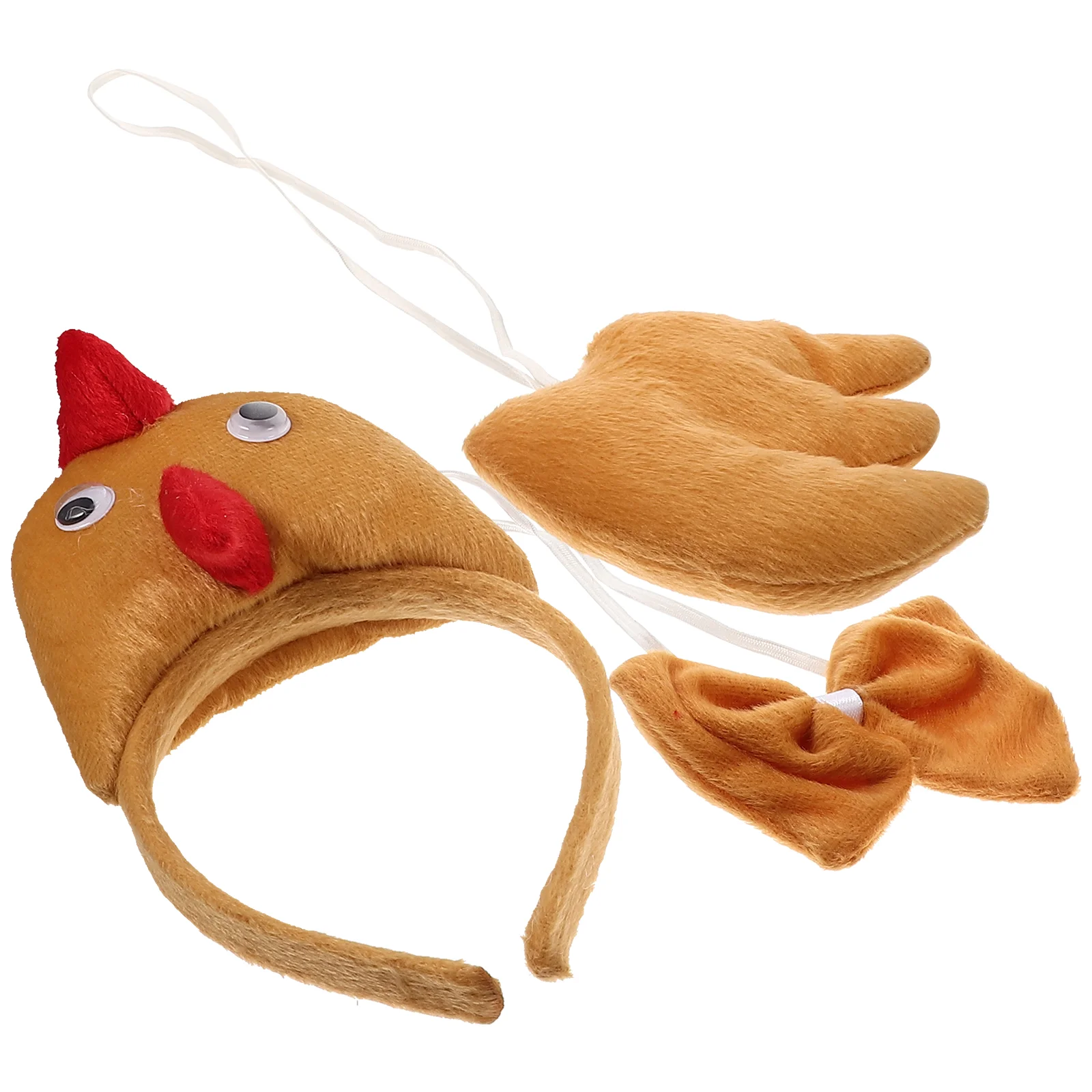 Three-dimensional Chicken Three-piece Set Easter Bow Tie Plush Headwear Cosplay Costumes Headbands Party Prom Festive