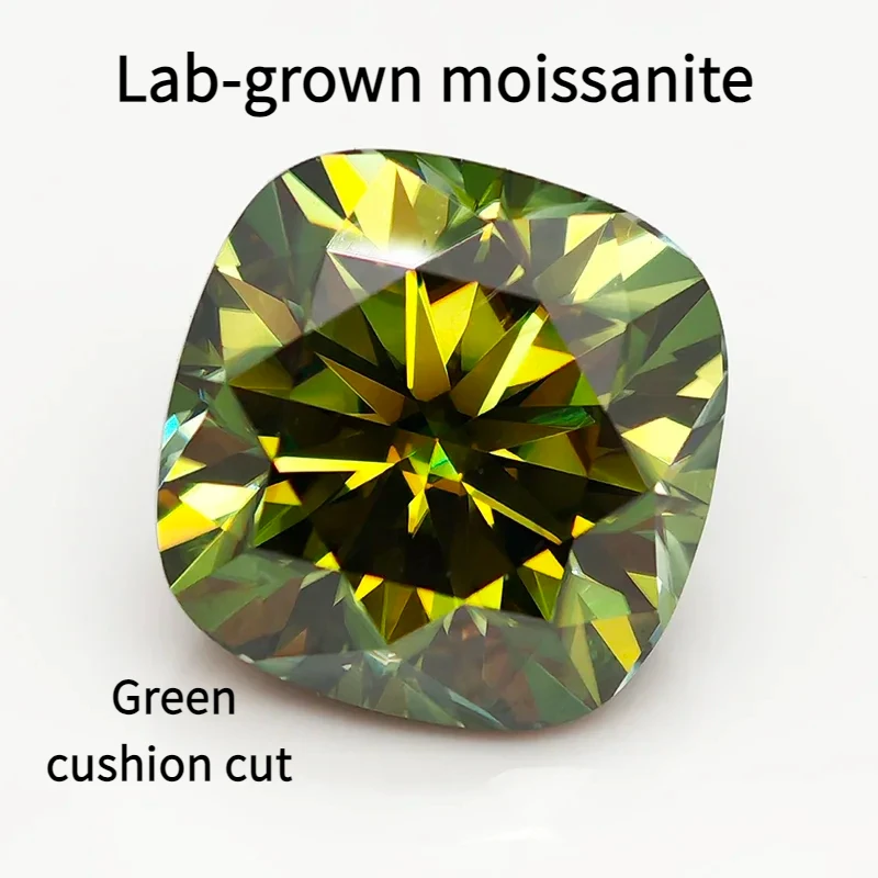 

Green Moissanite Cushion Cut 1.0-3.0 carats can come with a GRA certificate and is suitable for jewelry setting