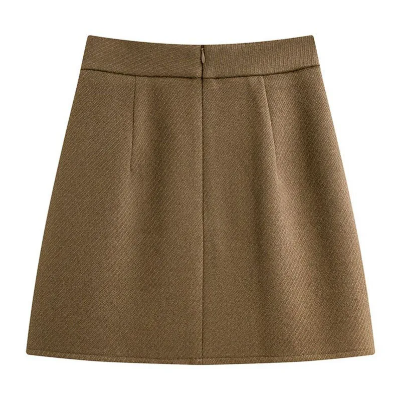 Woolen Short Skirts for Women 2025 Autumn Winter New Solid Color All-Match Slimming Mini Skirts Korean Basic Office Lady Skirt
