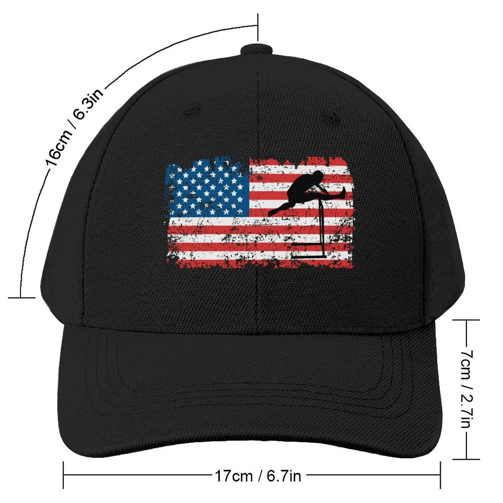 Hurdling, Hurdles, American Flag, July 4th Baseball Cap Mountaineering Beach Outing Snapback Cap For Men Women's