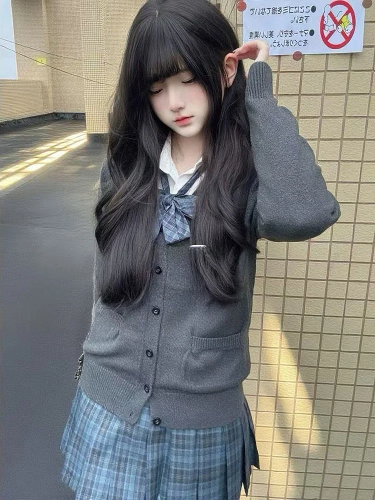 

Японский Sle JK Original orm вязаный кардиган, свитер, пальто, осень-зима, школьная юбка для колледжа, комплект с морским сорняком, женский комплект