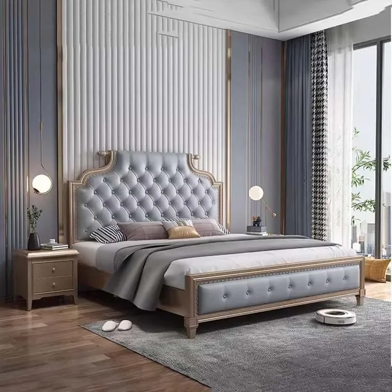 Space Saving Couple Bed European Aesthetic Multifunctional Storage Bed Queen Size Wood Cama De Casal Luxuosa Home Furniture