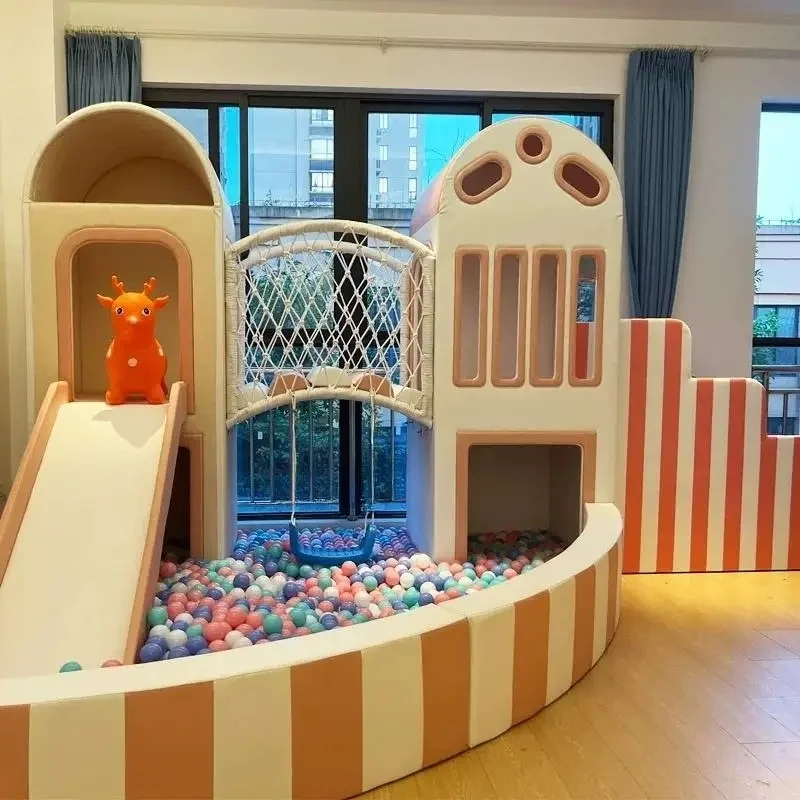 Custom Colorful Soft Play Castle Indoor Playground Equipment Kids Slide Climber Bridge Playhouse for Party Rental Cafe
