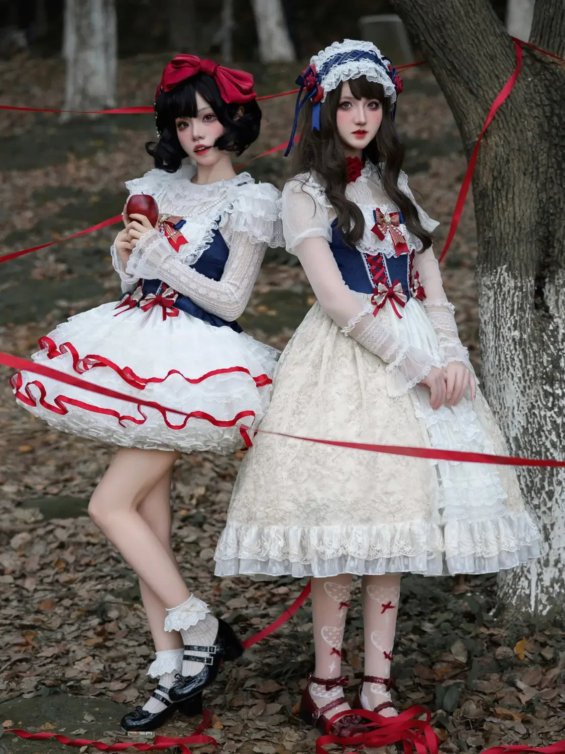 Coalflell New Original Design Lolita Dress Sweet and Cute White Xueji JSK Strap Dress Autumn