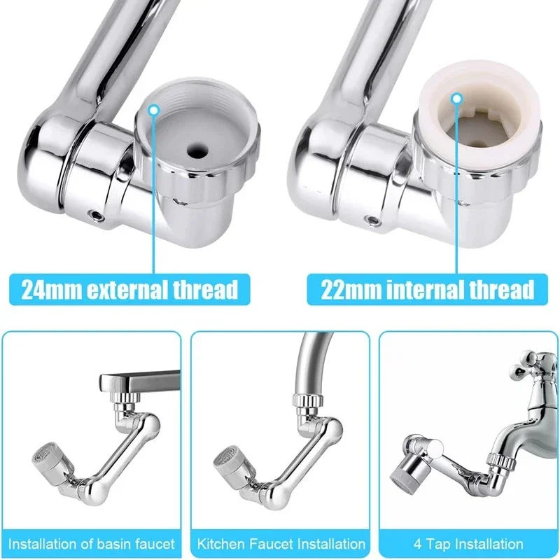 Mechanical Arm Universal Faucet Extender Splashproof Artifact Lengthened Water Nozzle Swivel Joint Multifunctional Universal