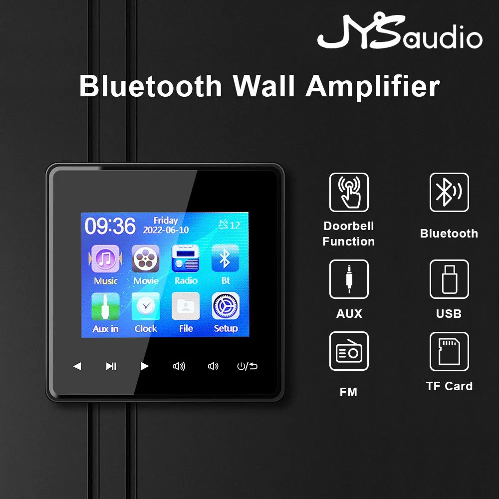 

Миниатюрный Bluetooth-совместимый настенный усилитель звука с HD-экраном 2.8 дюйма, музыкальный центр, аудиосистема с поддержкой двусторонней связи Bluetooth для Bluetooth-колонок