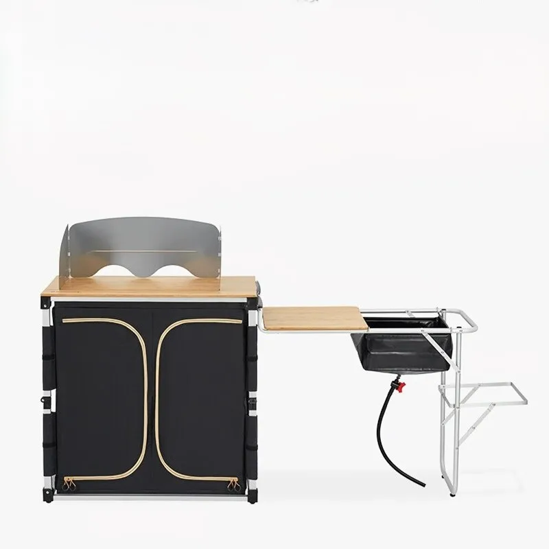 

2025 New Easy to Store Portable Multi-function Barbecue Outdoor Folding Camping Picnic Table with Sink Outdoor Portable Kitchen