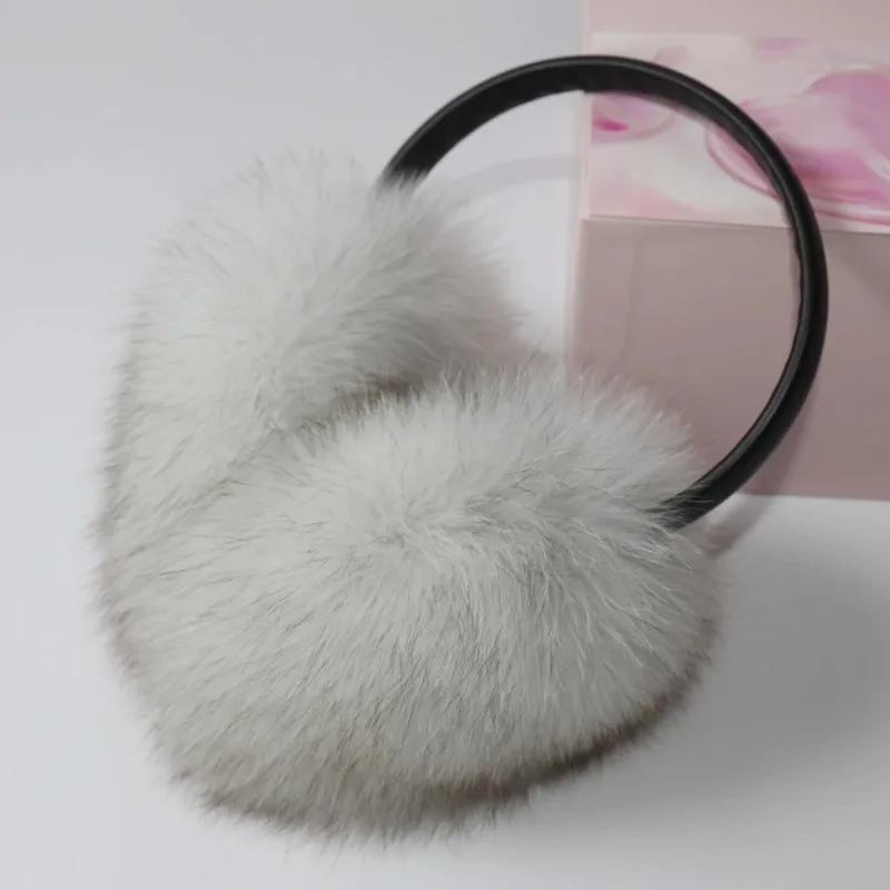 Hot Sale Winter Women Luxury Real Fox Fur Earmuffs Natural Warm Fox Fur Earmuff Cute Oversized Fluffy Genuine Fox Fur Earmuffs