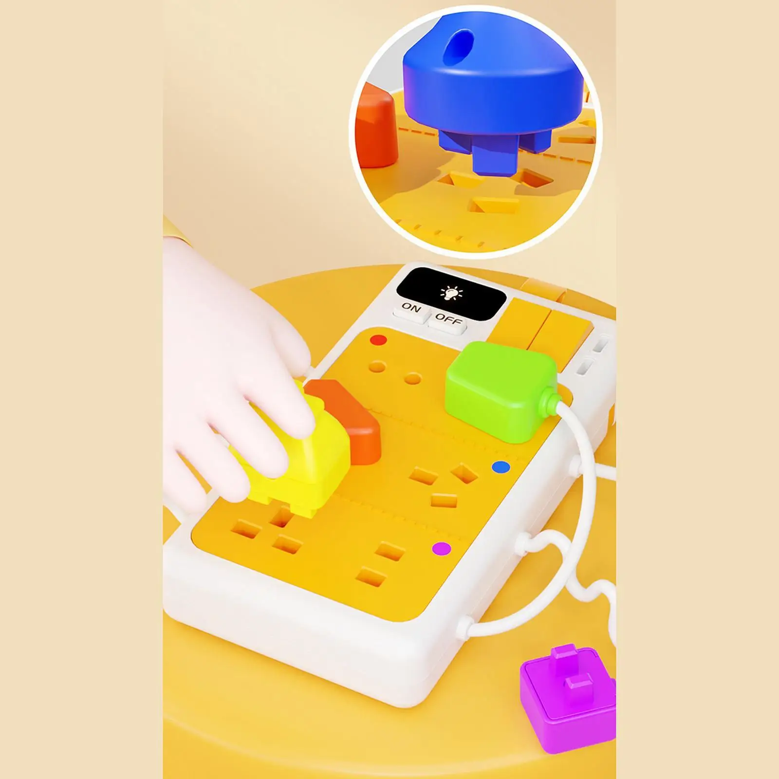 Sensory Plug Outlet Educational Toy Travel Learning Board with Realistic Plugs for Preschool Kids
