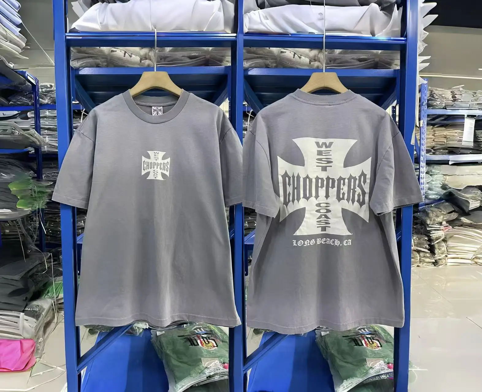 New fashion Y2K West Coast Choppers 26SS 1972 Retro Modified Car Printed Water Washed Vintage Men's Loose T-shirt Large Top