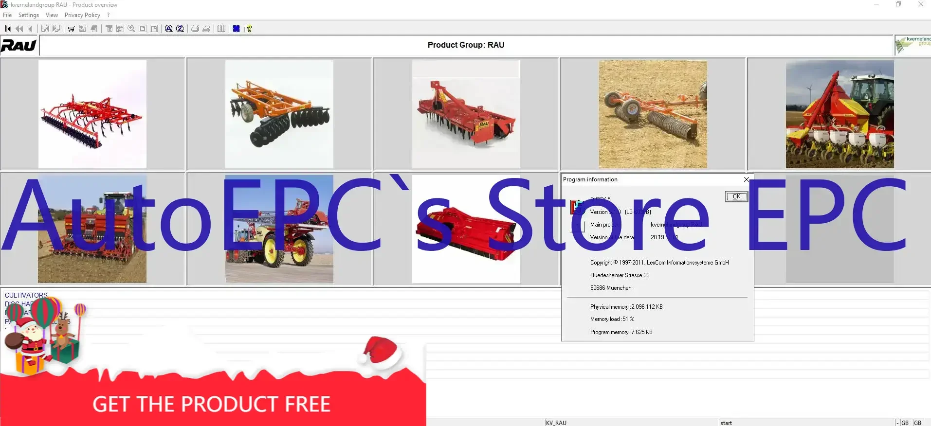 

AutoEPC RAU Сельскохозяйственное оборудование EPC 2019, каталог электронных запчастей, DVD