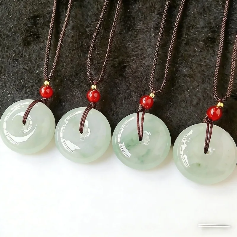 Xinjiang Tianshan Jade Peace Pendant, Golden Silk Jade, Green Tianshan Jade with Flower Patterns, Jade Peace Ring Pendant, Chine