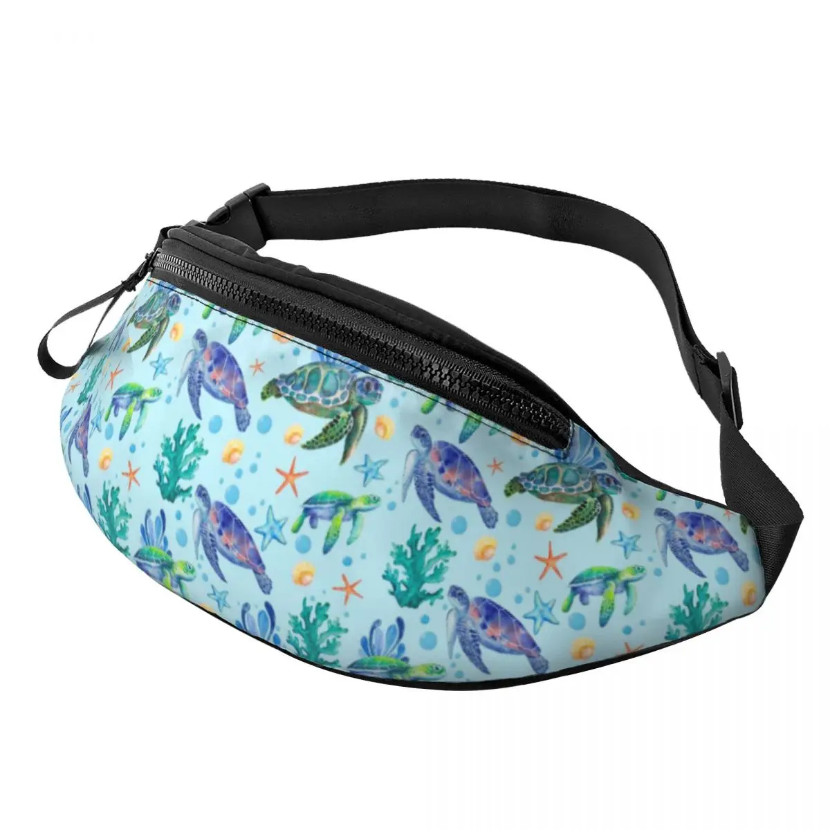 Fashion Sea Turtles Fanny Pack Women Men Sea Animal Crossbody Waist Bag for Traveling Phone Money Pouch