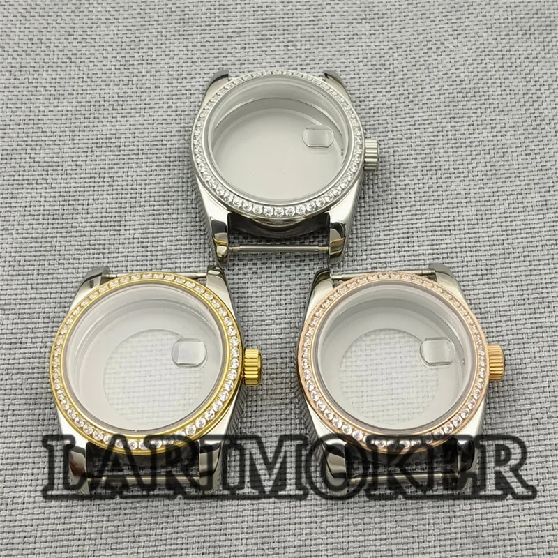 

LARIMOKER 31mm NH05 NH06 Movement Women's waterproof Silver Diamond Index Watch Case Stainless Steel Strap Sapphire Glass