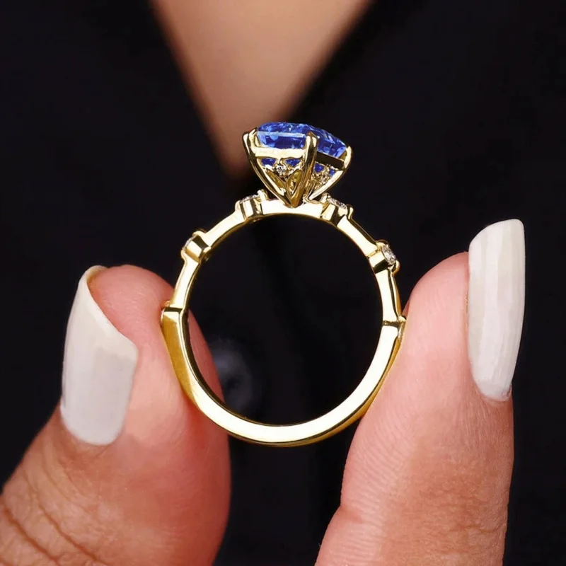 Huitan Minimalistischen Gelb Zirkonia Frauen Ringe Temperament Elegante Verlobung Hochzeit Party Zubehör Neue Mode Schmuck – Detail 12