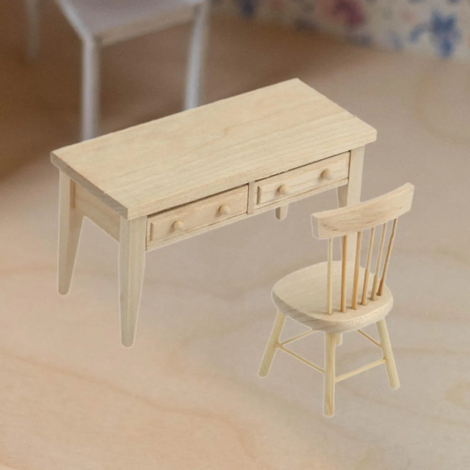 Mini muebles para casa de muñecas 1:12, juego de mesa y sillas, decoración de escena, accesorios para juego de imitación