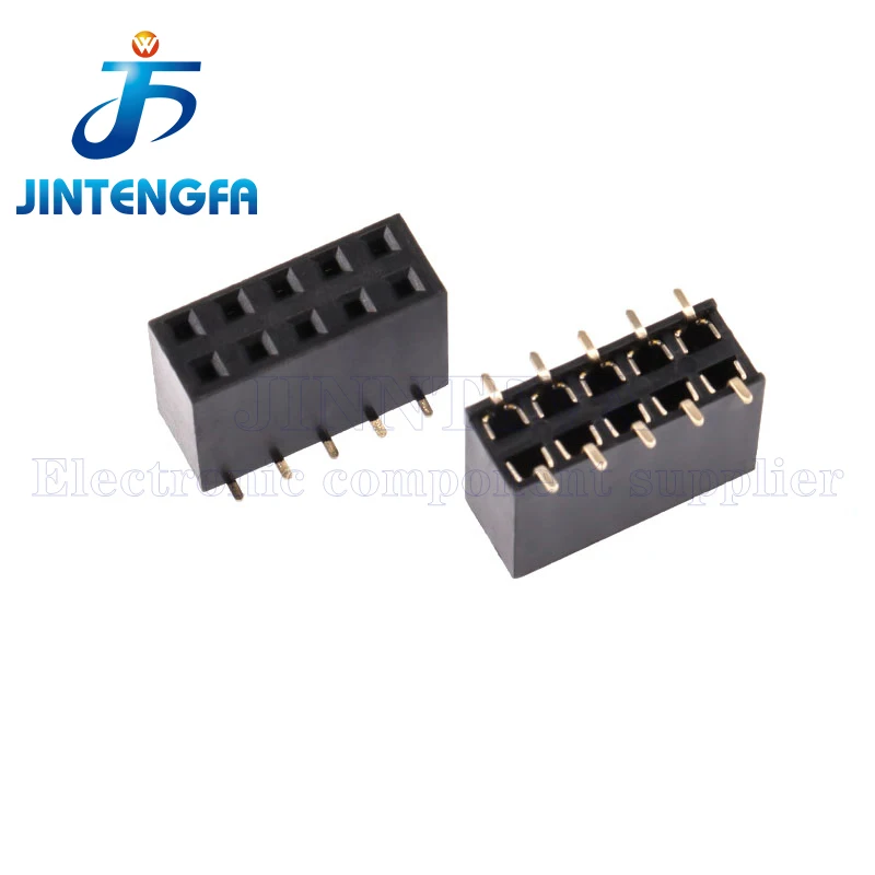 10PCS 2.54mm SMT Pin Header Female Header PCB Connector 2* 2P 3P 4P 5P 6P 7P 8P 10P 12P 14P 15P 20P 40Pin SMD Double Row Black