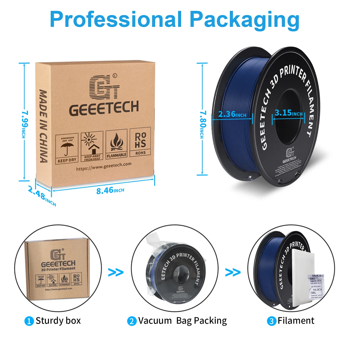 Geeetech 1kg 1.75mm Matte PLA 3D Printer Filament  Vacuum Packaging Overseas Warehouses A variety of Colors Fast Ship