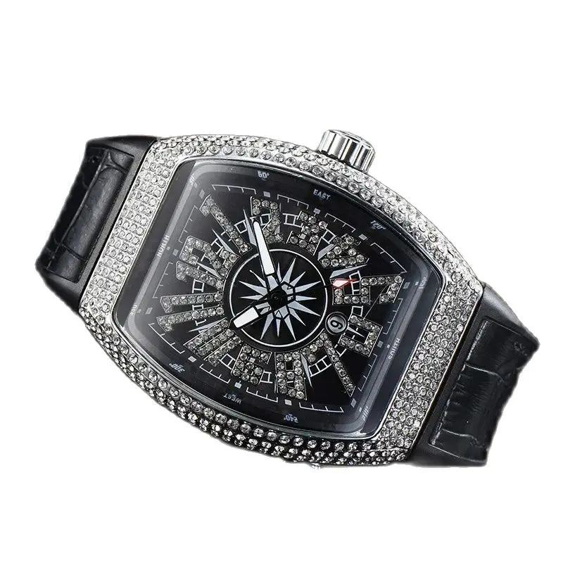 A tonneau-shaped diamond-set unisex quartz watch Digital business watch