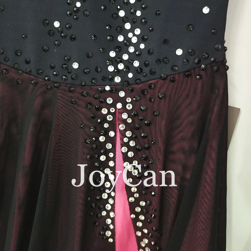 JoyCan Ice Figure  Skating  Dress Girls Black Pink Spandex Stretchy Competition Dance Wear Customized