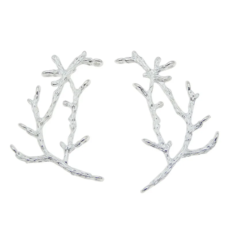 GraceAngie 10PCS Silver Color Copper Made Tree Branch Sprigs Jewelry Making Charms Handmade Crafts Accessory Finding