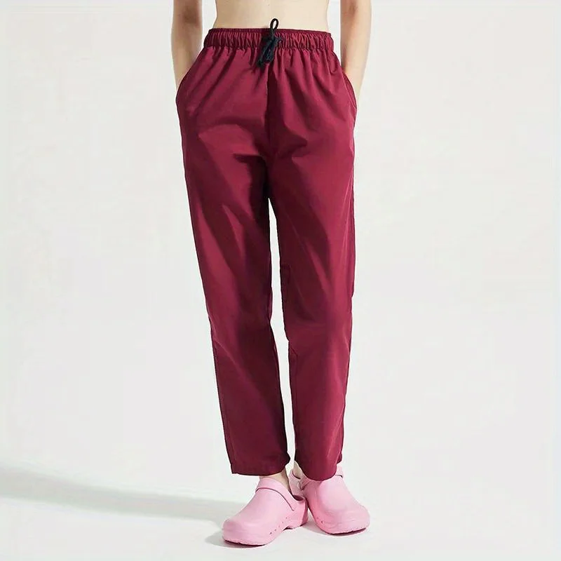 신축성 있는 허리밴드가 있는 간호사 유니폼 바지 - 오버사이즈 스타일, 헬스케어 직원을 위한 편안한 작업복 바지