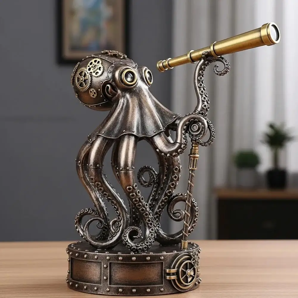 غريب الأطوار Steampunk ديكور Steampunk تماثيل صغيرة على شكل حيوانات خمر Steampunk اكسبلورر تمثال مع تلسكوب والعتاد للمنزل مكتب ديكور