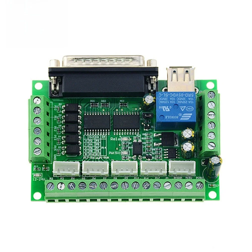 CNC Engraving Machine Driver Interface Board 5-Axis Stepper Control Optocoupler Isolation Relay and Analog Outputs