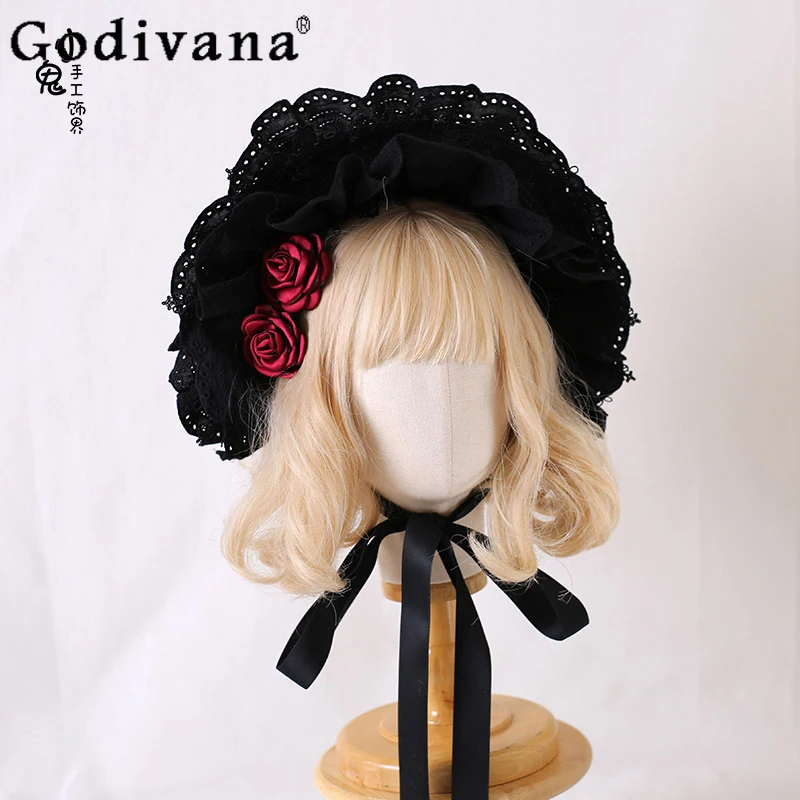 

Оригинальные женские милые кружевные шапки CLA Fedora для Хэллоуина, Рождественской вечеринки, готическая Лолита BNT 2021, свадебные шапки с цветочным принтом Y2k