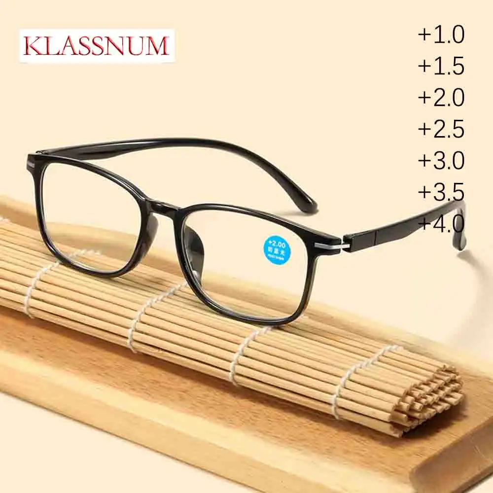 

KLASSNUM New HD Blue Light Prevention Reading Glasses Woman Men Ultra Light Fashion Classic Computer Presbyopic Glasses