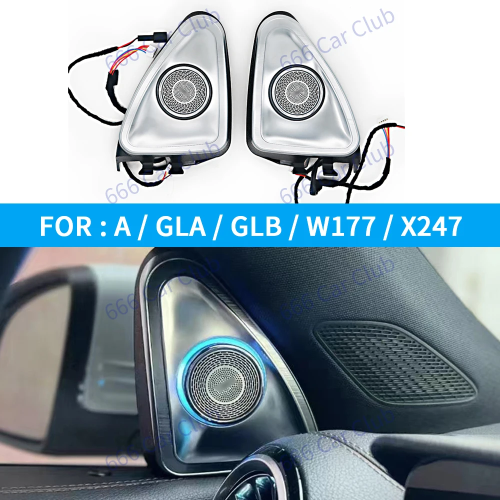 NEW LED 4D Rotating Tweeter Speaker For Mercedes Benz W177 X247 GLA GLB A Class 64 Colours RGB 3D Treble Horn Decoration Refit