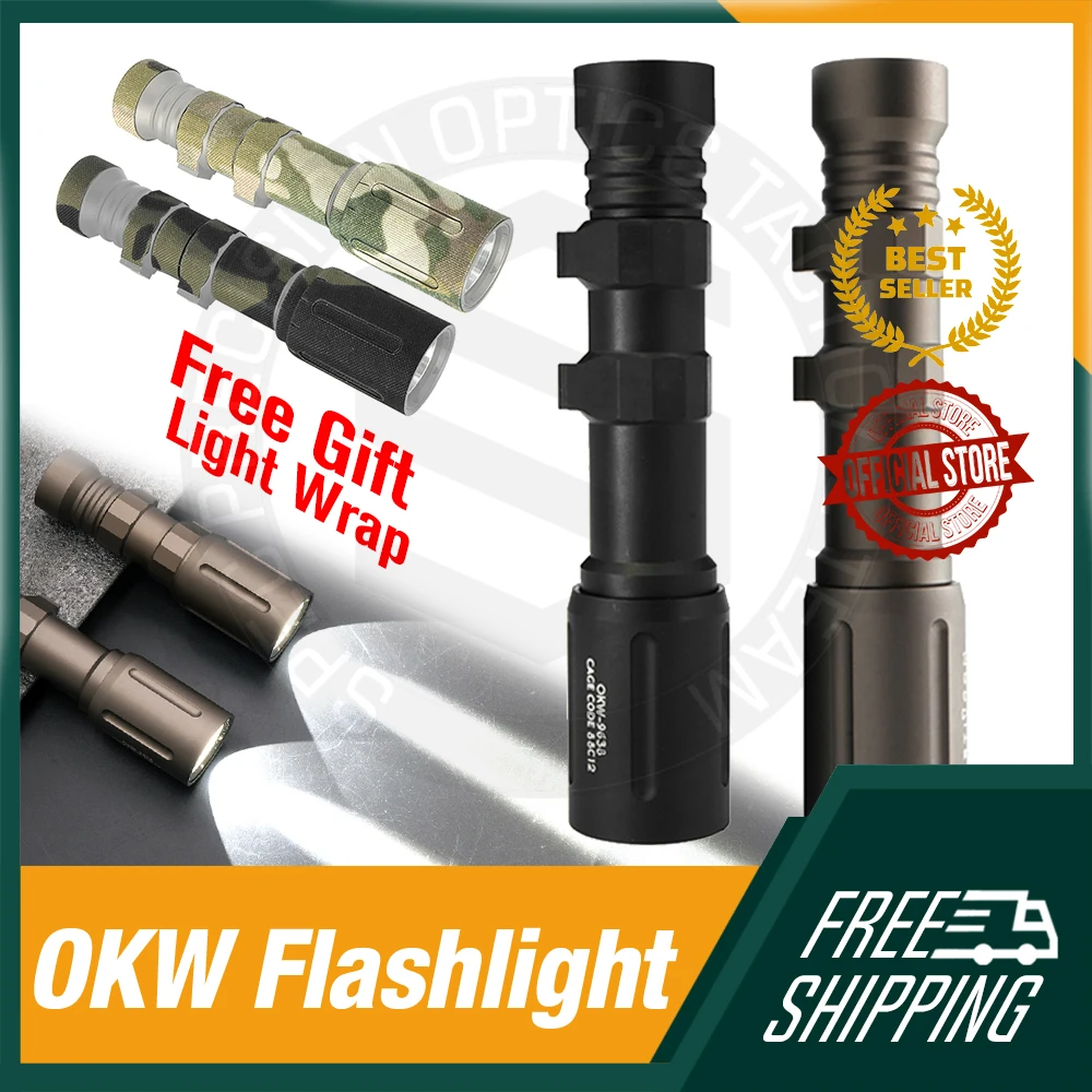 Tactical  Flashlight OKW 18650 18350 Weapon Light 680 Lumen LED Illumination Airsoft Gun Light FDE Color