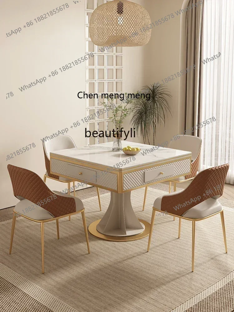 

SS 7304new style Automatic mahjong table dining table simple light luxury small household rock plate dining table multifunctiona