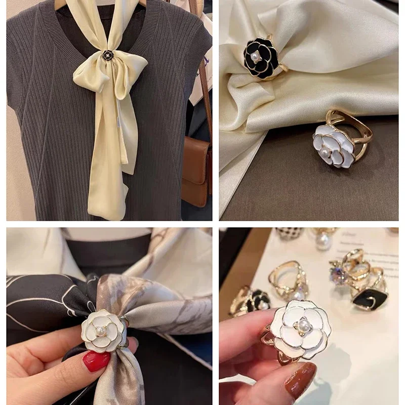 Fashion Scarves Buckle Women Brooches Stainless Steel Ring Scarfs Buckles Simple Cross Crystal Scarf Clip Metal Brooch Jewelry