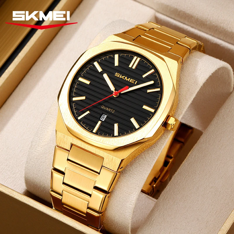 SKMEI Calendar Waterproof Watch, Simple Business Steel Band Men's Watch