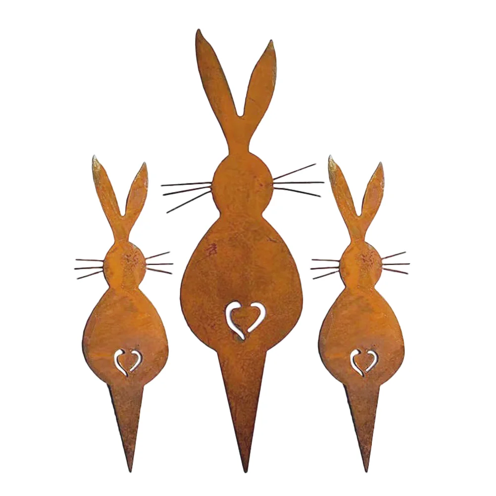 3 Pcs Decorative Insert Stake Rabbit Yard Plugin Decorate Garden Stakes Outdoor Ornaments