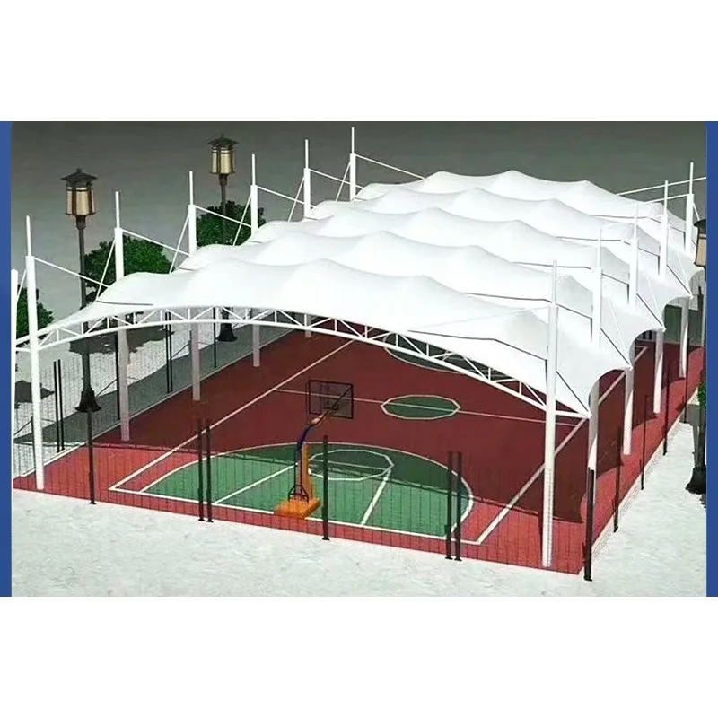 Household outdoor shading ceiling outdoor basketball court telescopic canopy steel structure