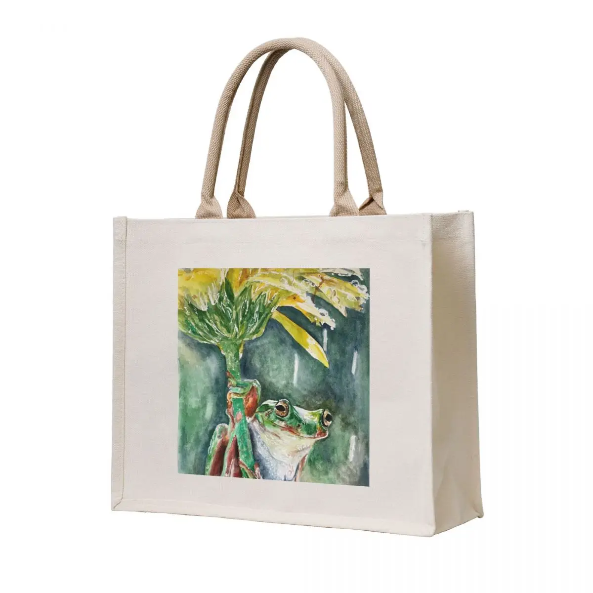 

frog on a flower in the rain Tote Bag reusable shopping bags Shopping bags free delivery bags woman shopping bag