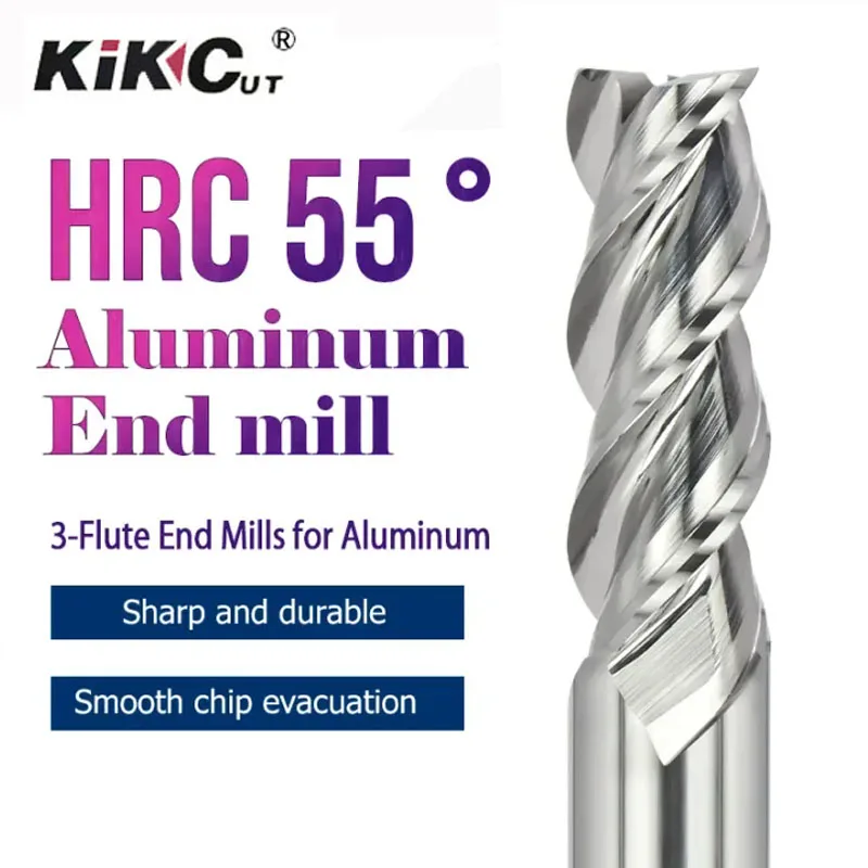 1pcs HRC55 ° Aluminum End Mill 3 Flut High-gloss Aluminum Alloy Milling Cutter Tungsten Steel 1-12mm Special For Aluminum