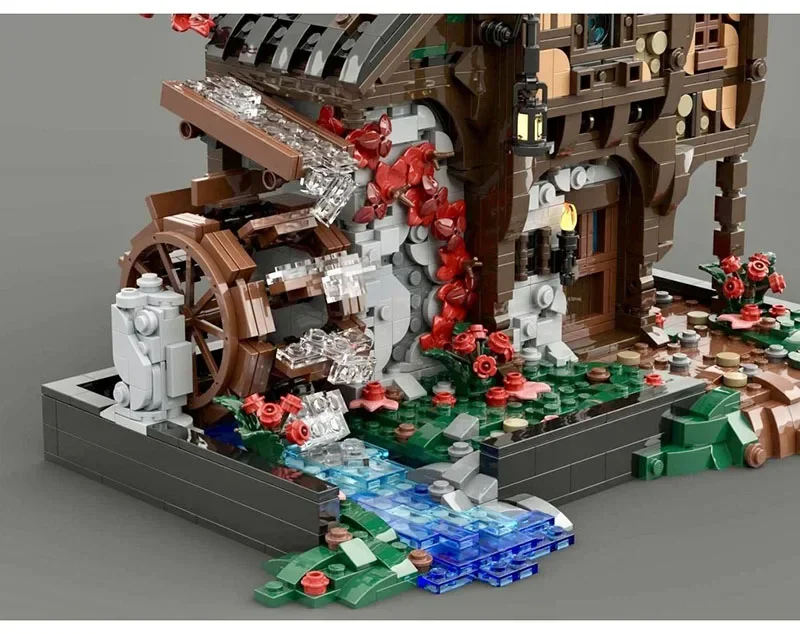 Moc Bausteine Retro Mittelalterliche Architektur Modell Wasserhaus Technologie Modul Bausteine Spielzeug DIY Set Montage