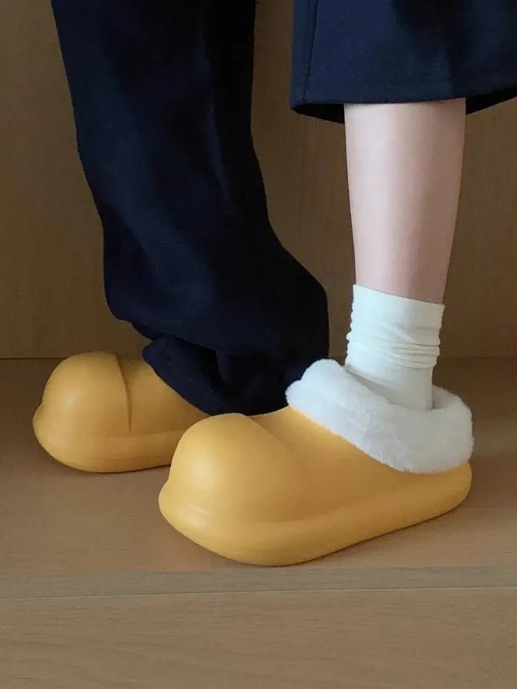 

Plush Slippers 2025 Winter Women's Home Slippers Fleece Waterproof Slippers Thick Sole Slip On Indoor Household Slipperes