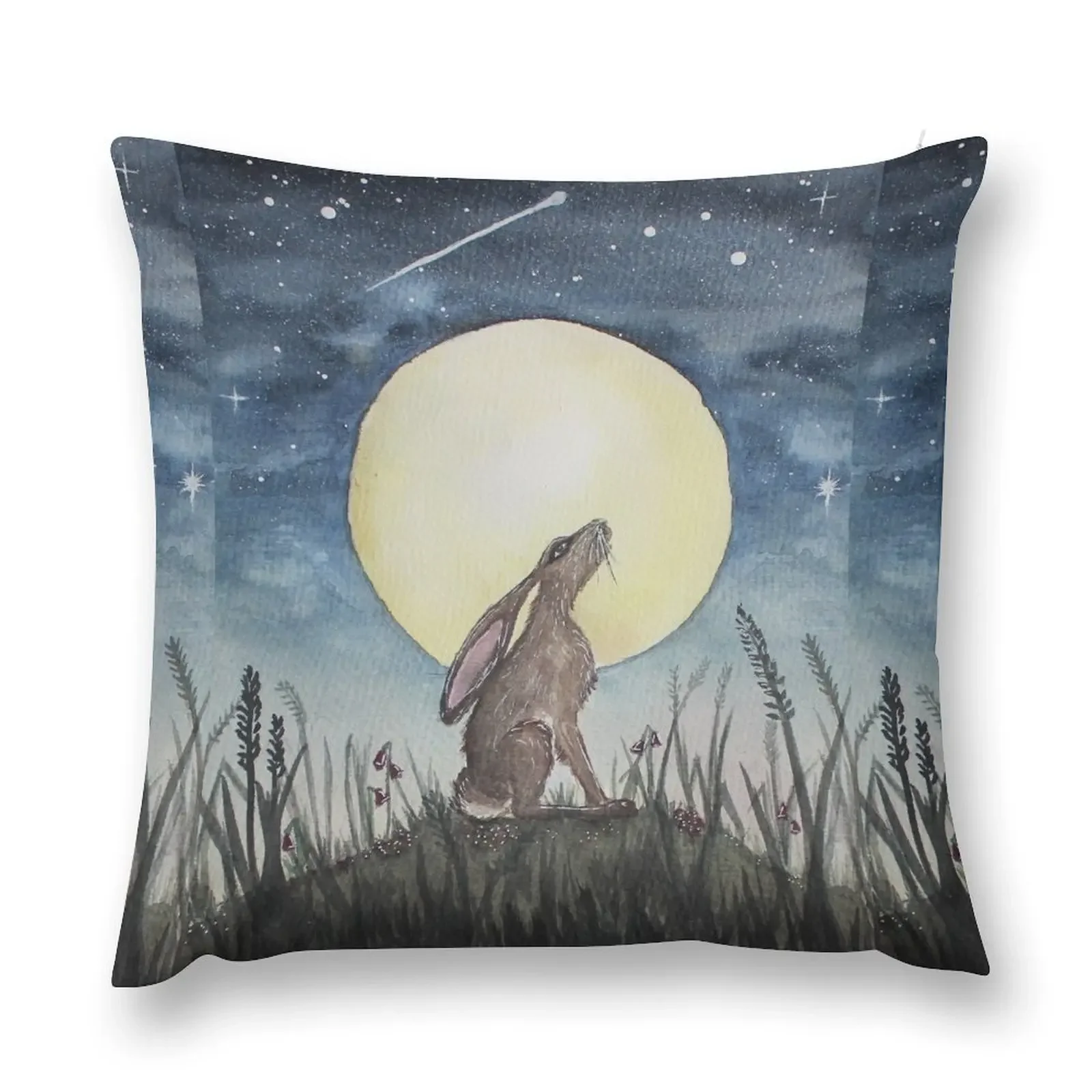 Moon Gazing Hare - Pete's Comet. Throw Pillow Pillow Case Christmas Sofa Cover Sofa Cushion Cover Marble Cushion Cover pillow