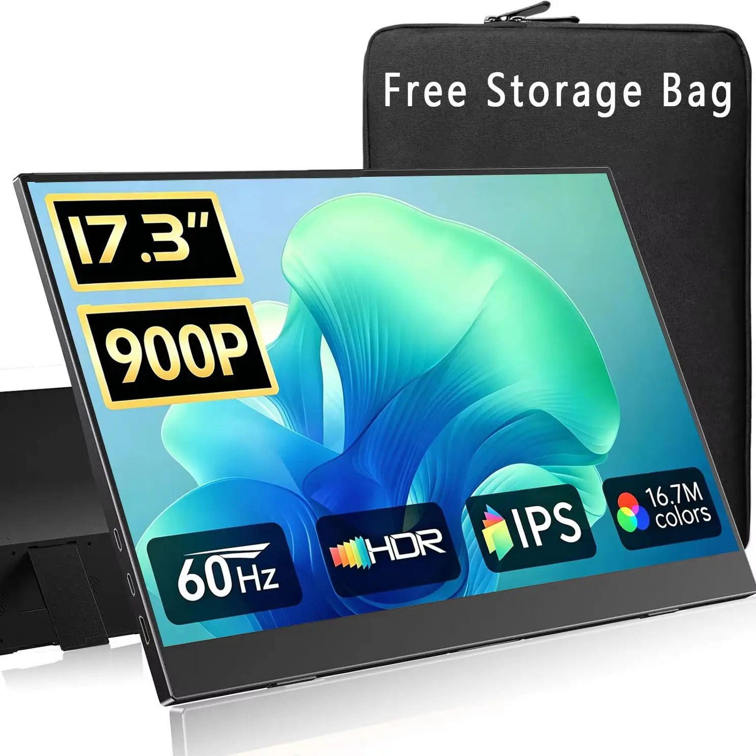 17.3 Inch Portable Monitor 1600*900 HD IPS 72% sRGB VESA With Type-C Mini HDMI For Laptop Phone XBox PS4/5 PS PC Mac Dack Switch