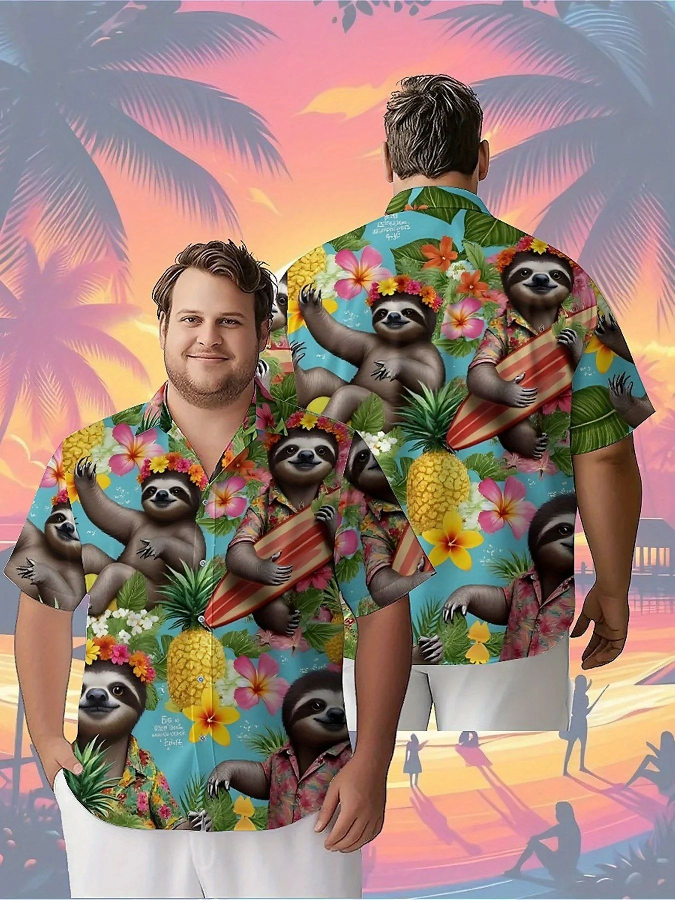 

Men's Plus Size Hawaiian Shirts Tropical Adventure Theme Colorful Prints Pattern,Unisex Aloha Shirts,summer Alternative Clothing