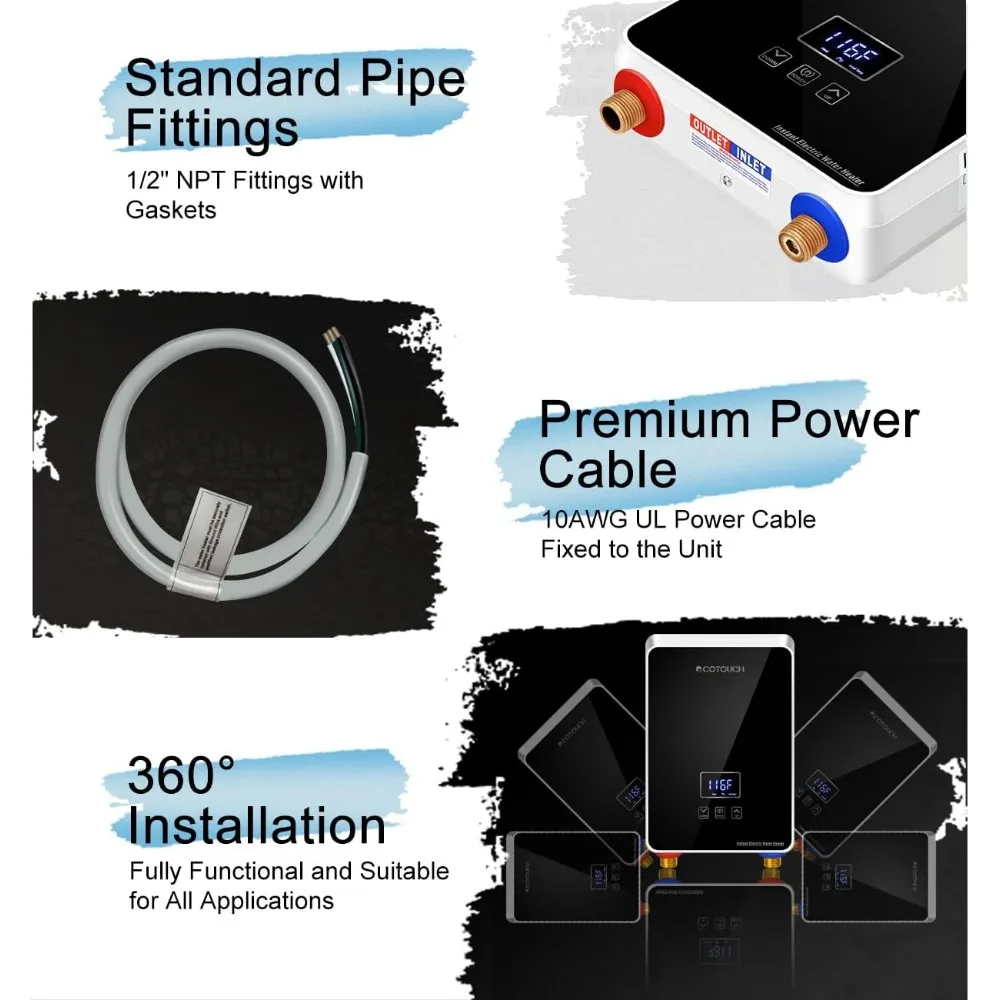 6.5kw ไฟฟ้าเครื่องทำน้ำอุ่นไม่มีแทงค์240V เครื่องทำน้ำอุ่นที่ใช้งานได้จริงจอแสดงผลดิจิตอลแบบเครื่องทำน้ำอุ่นน้ำร้อนไฟฟ้า